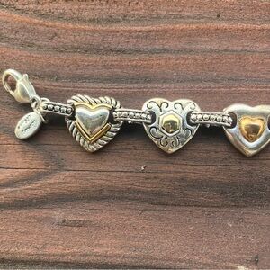 Cookie Lee Two-Tone Heart Charm Necklace